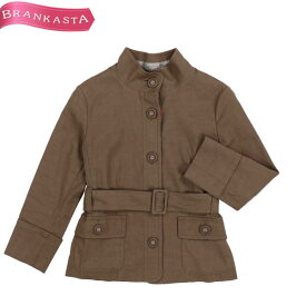 ＼5/26 16:59迄★70％OFFクーポン対象 半額以下★期間限定セール／【中古】エス マックスマーラ/S MaxMara スタンドカラージャケット 七分袖 麻×綿 IJ38 USA4 ブラウン系 レディース アウタートップス M 春秋 マックスマーラ ジャケット★51CD83