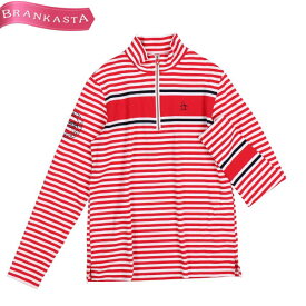 ＼4/24 9:59迄 ★70％OFFクーポン対象／【中古】[美品] マンシングウェア/Munsingwear カットソー トップス 長袖 ボーダー柄 ハーフジップ ゴルフウェア M 赤 白 レディース M 春秋 マンシングウェア カットソー★51CB01