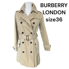 【中古】美品 バーバリー ロンドン BURBERRY LONDONトレンチ コート ライナー付き 美形 ベージュ 36、S、7号 ベージュ レディース 中古 S5N404