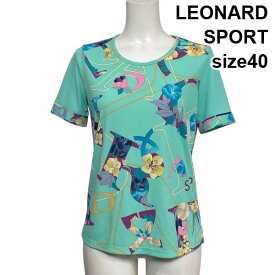 【中古】レオナールスポーツ LEONARD フラワープリント カットソー Tシャツ 半袖 ラウンドネック マルチカラー 40 L 11号 レディース S6C088