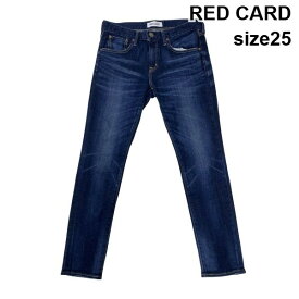【中古】レッドカード RED CARD デニムパンツ ジーンズ スリムテーパード ローライズ ボトムス ダークブルー 綿混 25 M 9号 レディース S6H726