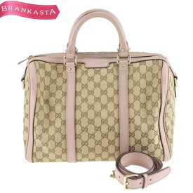 ＼3/28 23:59迄★10％OFFクーポン対象／【中古】グッチ/GUCCI GGキャンバス 2way ショルダーバッグ/ハンドバッグ 鞄 247205 レディース ミニボストンバッグ ベージュ ピンク ブラウン グッチ バッグ★62BB85