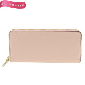 ＼通常の★40％OFF★4/29 昼12時まで お買い物マラソン／【中古】[美品] ケイトスペード/kate spade ラウンドファスナー長財布 ロゴ レザー ペールピンクベージュ レディース ブランド ケイトスペード 財布 長財布★52AB14