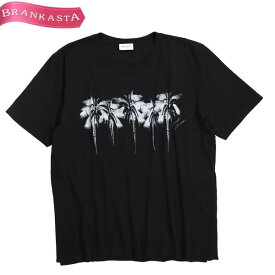 ＼4/24 9:59迄 ★60％OFFクーポン対象／【中古】[美品] サンローラン/SAINT LAURENT Tシャツ トップス カットソー ユニセックス 春夏 半袖 パルメライエ ヤシの木 丸首 メンズ レディース 黒 S 160/84Y サンローラン Tシャツ★51HA16