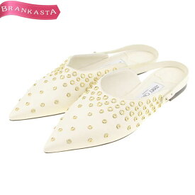 ＼6/4 20時スタート通常の20％OFF／【中古】ジミーチュウ/JIMMY CHOO ミュールパンプス 靴 レディース 春夏秋 フラット バックスリング レザー 本革 大きいサイズ 白 39 26cm ジミーチュウ パンプス★62CB19