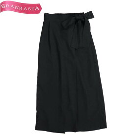 ＼4/21 23:59迄 ★30％OFFクーポン対象／【中古】バンヤードストーム/BARNYARDSTORM ワイドパンツ ボトムス レディース 春夏 ラップ風デザイン リボン 背面ウエストゴム 黒 0 S バンヤードストーム パンツ★61CB54