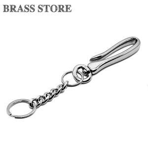 BRASS STORE ブラスストア / シルバー 喜平チェーン+ツリバリフック キーホルダー(回転ツリバリ)/ ダブルリング キーリング ベルトループ 銀色 メンズ 鍵 携帯 釣り針 ビンテージ アウトドア