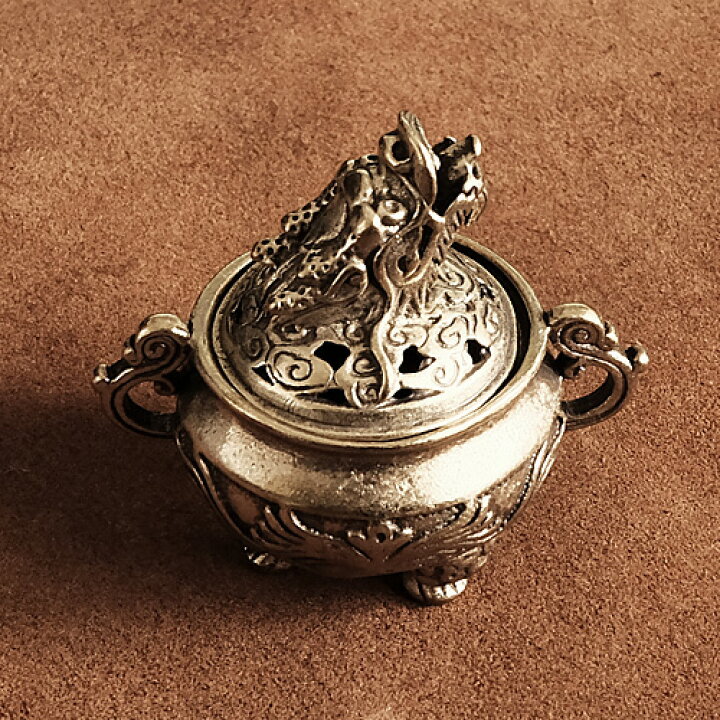 精品銅器 工芸品 真鍮百寿二竜竜九竜香炉 銅薫製香炉飾り - 仏事用香炉