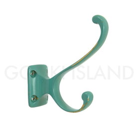 【在庫限り】 GORIKIISLAND フック コート M MG≫ウォール 壁掛け フック バッグ コート タオル ハンガー 帽子 玄関 寝室 リビング 耐荷重約5kg 幅3.2 高さ8.5 奥行7.6(cm) 真鍮製 壁付け おしゃれ シンプル ポップ ビス付き メイグリーン仕上げ エメラルドグリーン 緑色