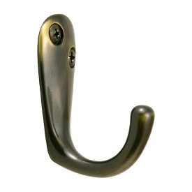 GORIKIISLAND フック シングル ML AB≫ウォール 壁掛け フック バッグ 鍵 キー 帽子 耐荷重約5kg 幅2.1 高さ5 奥行3.5(cm) 真鍮製 壁付け おしゃれ シンプル レトロ ビス付き アンティーク仕上げ 艶あり ブラウン 茶色