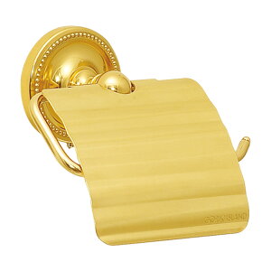 GORIKIISLAND TPH PB≫トイレットペーパーホルダー 紙巻器 真鍮製 壁付け カバーあり 右差し 左差し おしゃれ エレガント 高級 ビス付き 石膏ボード取付対応 クリアー仕上げ ゴールド 金色