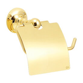 GORIKIISLAND TPH SB≫トイレットペーパーホルダー 紙巻器 真鍮製 壁付け カバーあり 右差し 左差し おしゃれ シンプル モダン 高級 ビス付き クリアー仕上げ ゴールド 金色