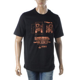 ディーゼル DIESEL Tシャツ メンズ ブランド クルーネック 半袖 T-JUST-SLITS-G1 A09031-0CJAC ブラック