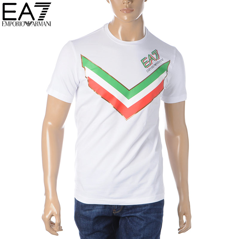 エンポリオアルマーニ EMPORIO ARMANI EA7 クルーネックTシャツ 半袖 メンズ 3HPT66 PJL2Z ホワイト | BRAVAS
