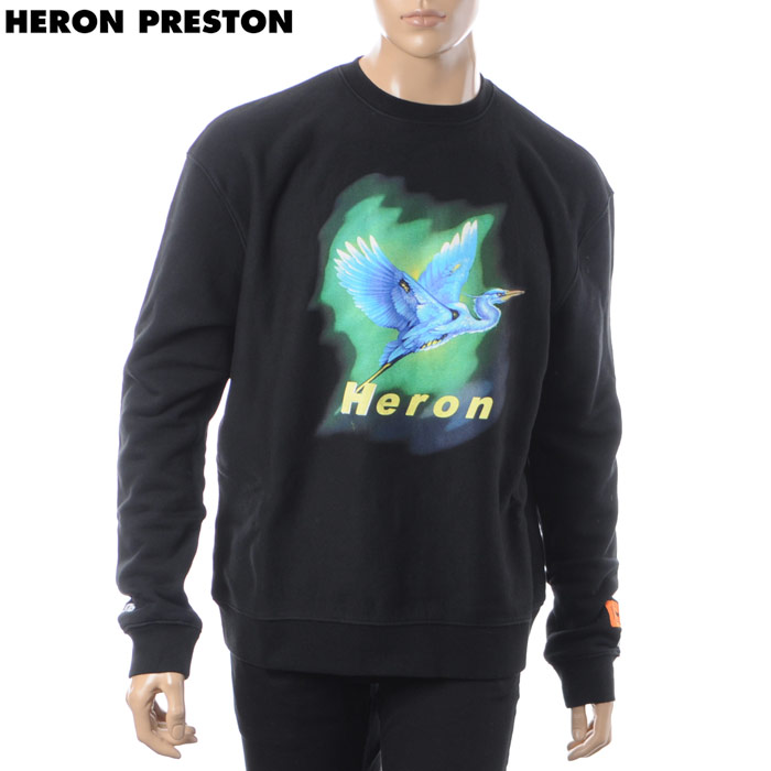 2021年新作 63%OFF ヘロン プレストン HERON PRESTON スウェット トレーナー メンズ クルーネックスウェット AIRBR.HERON CREW SWEATSHIRT HMBA002F18601002 ブラック pssius.com pssius.com