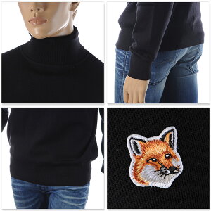 メゾンキツネMAISONKITSUNEタートルネックニットセーターメンズDM00517KT1020ブラック