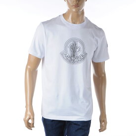 モンクレール MONCLER Tシャツ メンズ ブランド 8C00028 89A17 半袖 クルーネック ホワイト 2024春夏新作