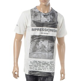 オフホワイト OFF-WHITE クルーネック Tシャツ 半袖 メンズ NEWSPAPER S/S SLIM TEE OMAA027R191850130210 オフホワイト スリムフィット カットソー トップス ブランド 人気 オシャレ ストリート ファッション ロゴ プリント