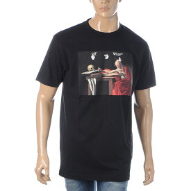 オフホワイト OFF-WHITE Tシャツ 半袖 クルーネック メンズ ブランド CARAVAGGIO S/S SLIM TEE OMAA027R21JER0041025 ブラック