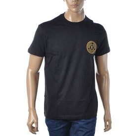 ヴェルサーチ ジーンズ クチュール VERSACE JEANS COUTURE クルーネックTシャツ 半袖 メンズ ブランド 72GAHT04 CJ00T ブラック