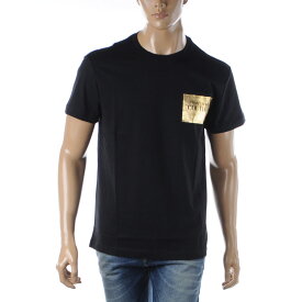 ヴェルサーチ ジーンズ クチュール VERSACE JEANS COUTURE Tシャツ メンズ ブランド クルーネック 半袖 74GAHG02 CJ00G ブラック