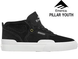 【ジュニア】エメリカ Emerica PILLAR YOUTH ユース ピラー バルカナイズ ユース 正規品 ブラック ホワイト スケート シューズ 6301000026 715 スケボー スニーカー 靴 SKATE キッズ 子供用 子ども 子供 ミッド MID