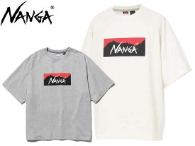 NANGA ナンガ Tシャツ 半袖 ティーシャツ ECO HYBRID BOX LOGO LOOSE FIT TEE エコ ハイブリット ボックスロゴ ルーズ フィット リサイクル コットンキャンプ アウトドア 釣り ホワイト ライトグレー NW2311-1G210