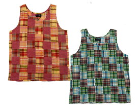 【metropia/メトロピア】タンクトップ ノースリーブPATCHWORK TANKTOP チェック パッチワーク メール便