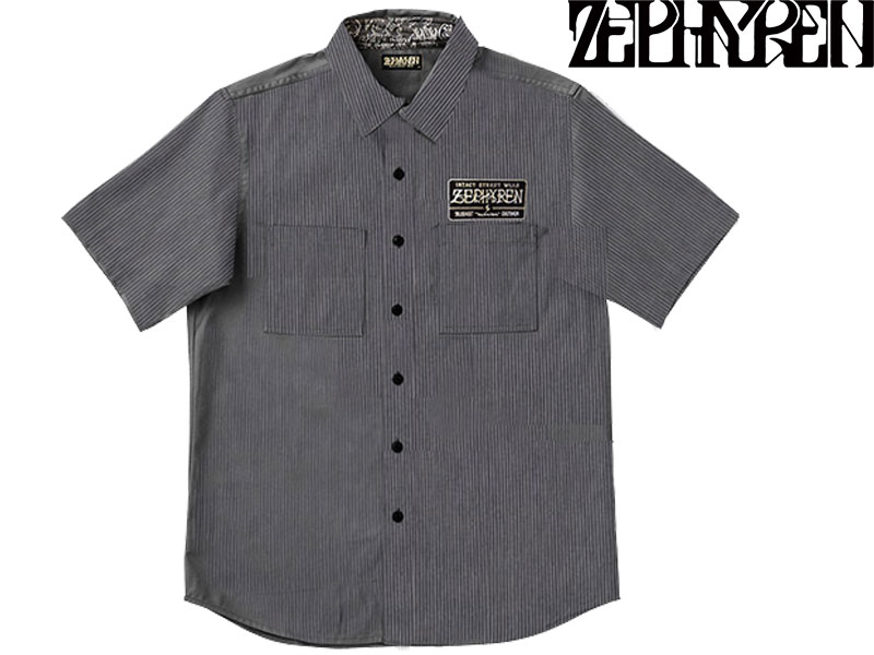 【ZEPHYREN ゼファレン】 EMBLEM SHIRT S/S 半袖 シャツ ボタンシャツ トップス ストリート ファッション ZEF1011