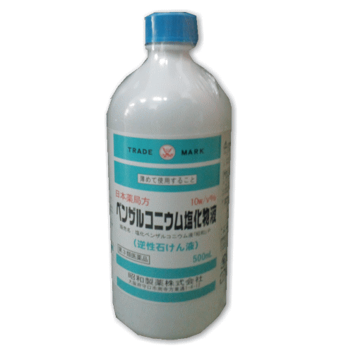 日本薬局方<br>塩化ベンザルコニウム液10％　500ml入　（逆性石鹸）　オスバン同一