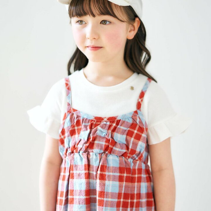 3柄バックリボンドッキングワンピース ▽▽ 女の子 apreslescours アプレレクール 子供服 キッズ ベビー ワンピース 半袖 通学 夏 夏物 エフオー FO △△ v217083 Store アプレレクール スカート 70 ジャンパースカート リボン 女の子