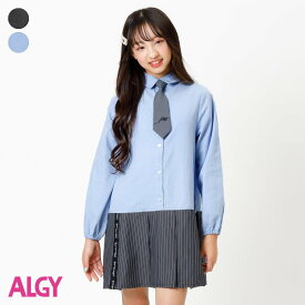 【SALE_50%OFF】ネクタイ付きシャツワンピ ▽▽ 女の子 ALGY アルジー 子供服 ブランド キッズ ベビー ワンピース 長袖 おしゃれ かわいい 春服 春 春物 エフオー FO △△ g117904［返品不可］