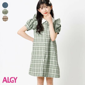 【SALE_30%OFF_6/11(火)深夜1:59まで】肩あきフリルシャツワンピ ▽▽ 女の子 ALGY アルジー 子供服 ブランド キッズ ベビー ワンピース 半袖 おしゃれ かわいい 夏服 夏 夏物 エフオー FO △△ g217034［返品不可］