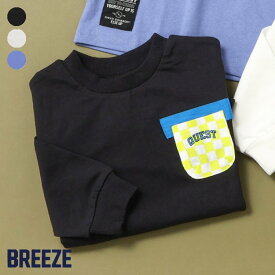 【CP】【5/27販売終了】【SALE_40%OFF】チェッカーポケットテープロゴTシャツ ▽▽ 男の子 BREEZE ブリーズ 子供服 ブランド キッズ ベビー ロンT 長袖 Tシャツ トップス おしゃれ かっこいい 春服 春 春物 エフオー FO △△ j106874［返品不可］