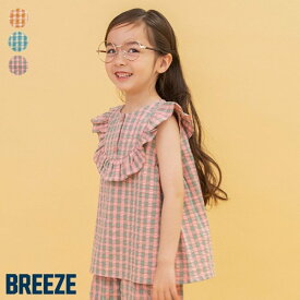【3点以上で10%OFF】【SALE_50%OFF】WEB限定_チェックフリルチュニック ▽▽ 綿100% 女の子 BREEZE ブリーズ 子供服 キッズ ベビー 夏服 夏物 エフオー FO △△ j214915［返品不可］
