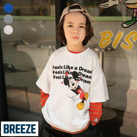 【SALE_50%OFF】ディズニーキャラクター_2PTシャツ ▽▽ 綿100% 2枚セット 女の子 男の子 BREEZE ブリーズ 子供服 キッズ ベビー ジュニア トップス 半袖 ロンT 長袖 Disney ミッキーマウス 秋 エフオー FO △△ j406025［返品不可］