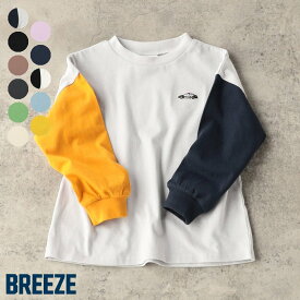 WEB限定_ワンポイント刺繍Tシャツ ▽▽ 綿1005 男の子 女の子 ユニセックス BREEZE ブリーズ 子供服 キッズ ベビー ジュニア トップス ロンT 長袖 プチプラ 通園通学 おしゃれ かわいい 秋 エフオー FO △△ j406985