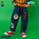 【新作】WEB限定__セサミストリート_ワッペンパンツ ▽▽ 綿100% 女の子 男の子 BREEZE ブリーズ 子供服 キッズ ベビー ボトムス ロングパンツ 長ズボン デニム エルモ 秋 エフオー FO △△ j421735