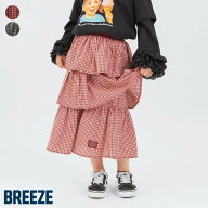 チェックフリルスカート ▽▽ 綿100% 女の子 BREEZE ブリーズ 子供服 キッズ ベビー ひざ丈 ギンガムチェ…