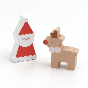 【SALE_50%OFF】(クリスマス)積み木オブジェ_サンタさんとトナカイ ▽▽ 男の子 女の子 子供服 キッズ ベビー 玩具 おもちゃ 知育 プレゼント 誕生日プレゼント おしゃれ かわいい かっこいい