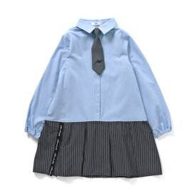 【SALE_60%OFF_再値下げ】ネクタイ付きシャツワンピ ▽▽ 女の子 ALGY アルジー 子供服 ブランド キッズ ベビー ワンピース 長袖 おしゃれ かわいい 春服 春 春物 エフオー FO △△ g117904［返品不可］