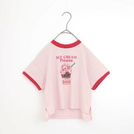 【送料無料】【新作】アイスちょーだいグラフィックリンガーTシャツ ▽▽ 男の子 女の子 p.premier 子供服 ブランド キッズ ベビー 半袖 Tシャツ トップス おしゃれ かわいい かっこいい 夏服 夏 夏物 エフオー FO △△ p307024