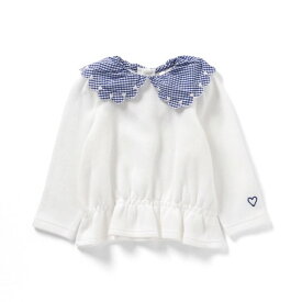 【5/27販売終了】【SALE_50%OFF】ハート刺繍スカラップ衿トップス ▽▽ 女の子 アプレレクール 子供服 ブランド キッズ ベビー ロンT 長袖 Tシャツ トップス おしゃれ かわいい 春服 春 春物 エフオー FO △△ v106834［返品不可］