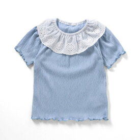 【SALE_25%OFF_5/27(月)深夜1:59まで】襟付きシャーリングTシャツ ▽▽ 女の子 アプレレクール 子供服 ブランド キッズ ベビー 半袖 Tシャツ トップス おしゃれ かわいい 夏服 夏 夏物 エフオー FO △△ v307044［返品不可］