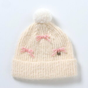 【10%OFFクーポン】【新作】リボンベビーニット帽 ▽▽ 洗える マシンウォシャブル 女の子 アプレレクール 子供服 キッズ 帽子 おしゃれ かわいい 冬 エフオー FO △△ v542015