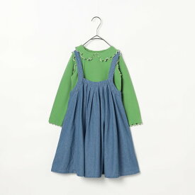 【新作】ギンガムチェックジャンスカ＆メロウトップスセット_リンク ▽▽ 綿100% 女の子 p.premier プルミエ 子供服 キッズ ベビー ジャンパースカート ワンピース お出かけ 2点セット 春 エフオー FO △△ p117026