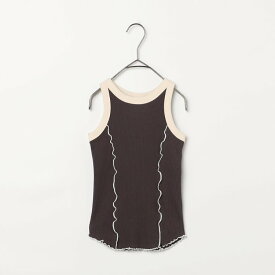 【BK・BR・IV再々入荷】配色メロウリブタンクトップ_リンク_セットアップ可 ▽▽ 女の子 p.premier プルミエ 子供服 キッズ ベビー キャミソール 通園通学 プチプラ 夏 エフオー FO △△ p210016