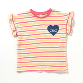 【SALE_50%OFF】WEB限定_ハート・フラワーアップリケフリルTシャツ ▽▽ 綿100% 女の子 アプレレクール 子供服 キッズ ベビー トップス 半袖 通園通学 プチプラ 夏 エフオー FO △△ v207936［返品不可］