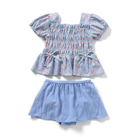 【週末限定｜ポイント5倍】【会員限定クーポン】【SALE_5%OFF_6/11(木)お昼12:59まで】【UVカット｜リンク】ギンガム・トロピカル・フラワーシャーリングセパレート水着 ▽▽ 女の子 アプレレクール 子供服 キッズ ベビー スイムウェア プール FO △△ v276056［返品不可］
