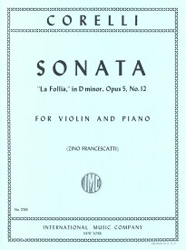 輸入楽譜／バイオリン（ヴァイオリン）／コレッリ：ソナタ ニ短調 op. 5 - 12 「ラ・フォリア」